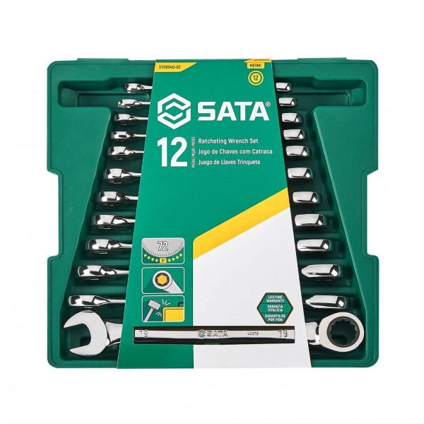 SATA ST09040-02 - 12 Pc. Metric Combination Ratcheting Wrench Set